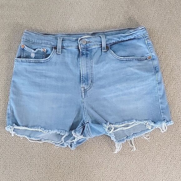Levi's High Rise Light Wash Frayed Hem Jean Shorts - Size 31 - Picture 2 of 14